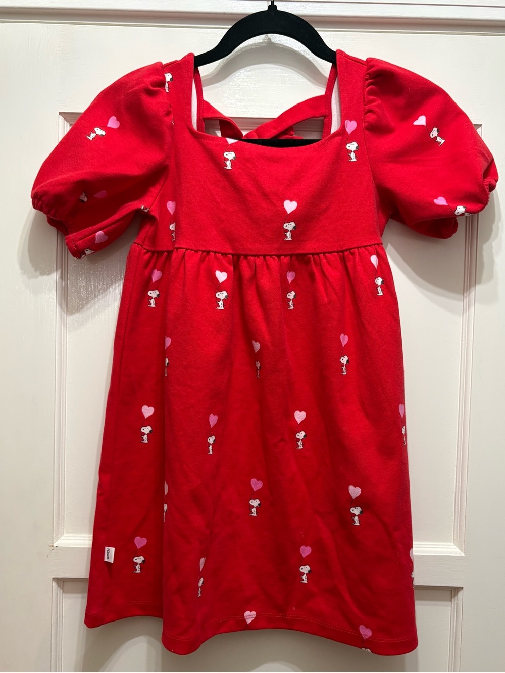 Janie and Jack Red Puff Sleeve Dress with Heart Bow